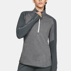 Under Armour Women Small UA ColdGear Knit Warm-Up ½ Zip Gray - 1327446